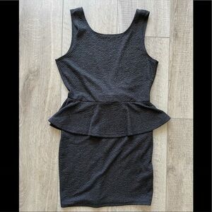 Dainty Hooligan Bow Peplum Dress in Black Size Large